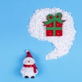 Creative layout,the snowman imagines a Christmas present Royalty Free Stock Photo