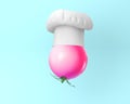 Creative layout Chef hat with tomato balloon pink concept on pas