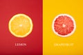 Creative layout of citrus fruits, lemon and grapefruit.  Fruit concept, macro. Royalty Free Stock Photo