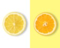 Creative layout made of lemon and orange.