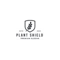 Creative Leaves Plant Shield Logo Design Symbol Vector Illustration. premium design