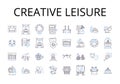 Creative leisure line icons collection. Productive pastime, Artistic hobby, Innovative diversion, Imaginative recreation