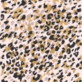 Creative leopard rosettes background with gold foil, ink texture