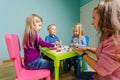 creative lesson with use plasticine for preschoolers Royalty Free Stock Photo