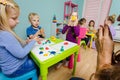 creative lesson with use plasticine for preschoolers Royalty Free Stock Photo