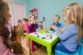 creative lesson with use plasticine for preschoolers Royalty Free Stock Photo