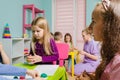 creative lesson with use plasticine for preschoolers Royalty Free Stock Photo