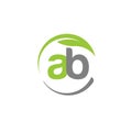 Creative letter AB with circle green leaf logo Royalty Free Stock Photo