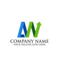 Creative Letter AW Flat with arrow for financial bussiness