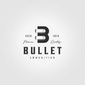 Creative Letter B Bullet Logo Vintage Vector Illustration Design Ammunition Ammo