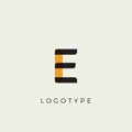 Creative letter E for logo and monogram. Minimal artistic style letter with yellow spot for education, festive and party