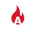 Creative letter A and fire logo vector icon symbol illustration Royalty Free Stock Photo