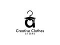 Creative Letter A With graduation hat and hanger vector Logo, Genius clothing store logo design inspiration.