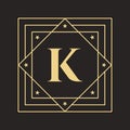 Creative Letter K Logo with Elegant and Stylish Luxury Concept. Initial K Letter Luxurious Logo Template Royalty Free Stock Photo