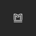 Creative letter M logo monogram identity typography design. Luxury linear business card emblem