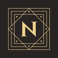Creative Letter N Logo with Elegant and Stylish Luxury Concept. Initial N Letter Luxurious Logo Template Royalty Free Stock Photo