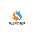 Creative letter S fire water icon symbol logo design concept flat style