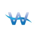 Creative letter w blue wave logo vector design Royalty Free Stock Photo