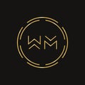 Creative Letter WM Logo Creative Typography Vector Template. Abstract Circle Letter WM Logo Design