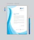 Creative Letterhead template vector, minimalist style, printing design, business advertisement layout, Blue wave graphic