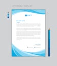 Creative Letterhead template vector, minimalist style, printing design, business advertisement layout, Blue wave graphic