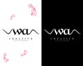 Creative letters wa, aw handwriting logo design vector
