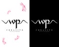 Creative letters wp, pw handwriting logo design vector