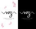 Creative letters wz, zw handwriting logo design vector