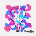 creative light blub with color splash. creative thinking idea.isolate on white background.logo vector design.