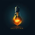 Creative light bulb with the business slogan solution