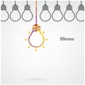 Creative light bulb difference idea concept background Royalty Free Stock Photo