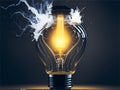 Creative light bulb explodes with colorful paint and colors. New idea, brainstorming concept Royalty Free Stock Photo