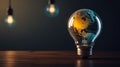 Light Bulb with Globe Concept for Ideas and Innovation Royalty Free Stock Photo