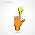 Creative light bulb and hand icon abstract logo design Royalty Free Stock Photo