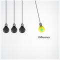Creative light bulb Idea concept background,difference concept. Royalty Free Stock Photo