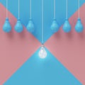 Creative light bulb Idea concept on blue cross pink pastel background Royalty Free Stock Photo