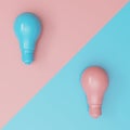 Creative light bulb Idea concept on blue and pink contrast background Royalty Free Stock Photo