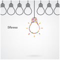 Creative light bulb idea and difference concept