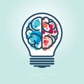 Creative Light Bulb Left and Right Brain Idea Icon Royalty Free Stock Photo
