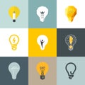 Creative light bulb. Set of design elements Royalty Free Stock Photo