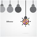 Creative light bulb sign, business idea, education background, d