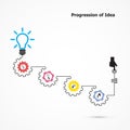 Creative light bulb symbol with linear of gear shape. Progression of idea concept.