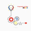 Creative light bulb symbol with linear of gear shape. Progression of idea concept. Business, education and industrial idea Royalty Free Stock Photo