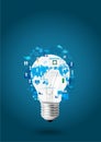 Creative light bulb with technology business network Royalty Free Stock Photo