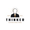 Creative Lighting bulb Head man thinker Logo vector template