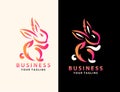 Creative Lineart Outline Rabbit Icon Logo Design | Creative Rabbit Logo Design