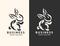 Creative Lineart Outline Rabbit Icon Logo Design | Creative Rabbit Logo Design Royalty Free Stock Photo