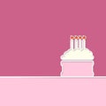 Creative line cake and candles happy birthday pink greeting card Royalty Free Stock Photo