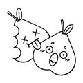 A creative line drawing cartoon green pear Royalty Free Stock Photo