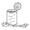 A creative line drawing doodle of an opened can of beans Royalty Free Stock Photo
